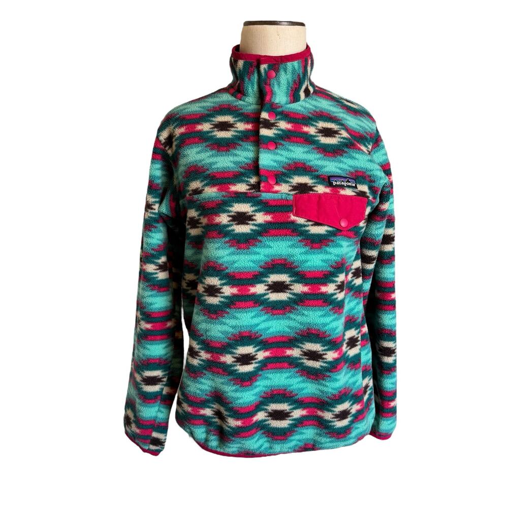 Patagonia Synchilla Fleece Womens Size XS Southwest Colorful Snap-T Pullover
